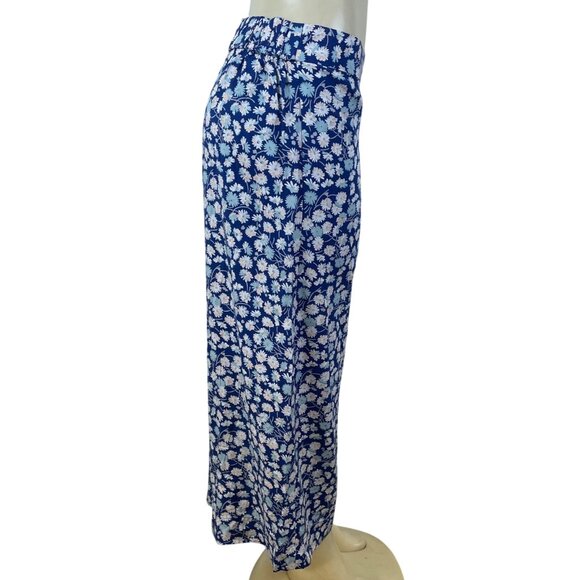 Modelwee Womens Blue Floral Print Pants  Relaxed Fit Soft Size L - Picture 2 of 7